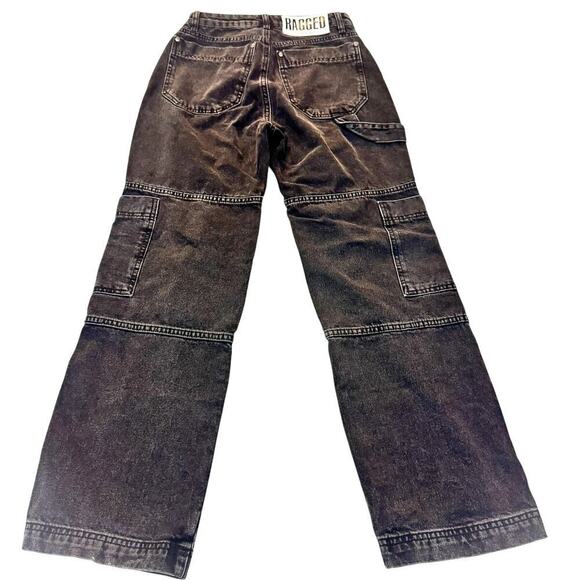 Ragged Priest Black Denim Jeans Carpenter Style Cargo Pants Size 26 - Picture 3 of 10